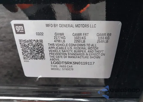 2022 Cadillac Ct5 Premium Luxury z USA, uszkodzony, nr VIN 1G6DT5RK5N0119117